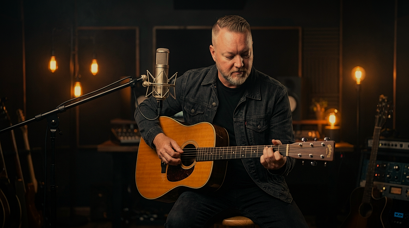 Lee Saunders playing guitar